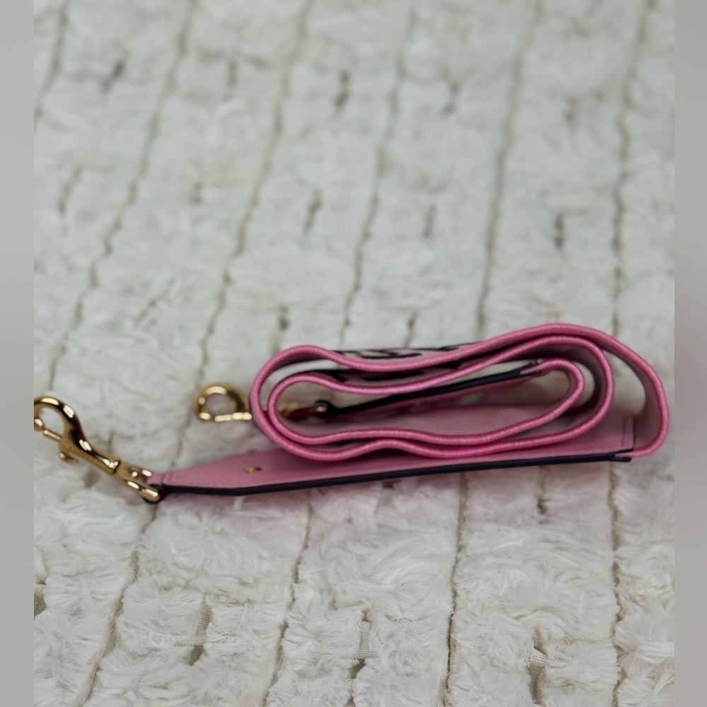 Versace Pink Nylon Leather La Greca Signature Embroidered Medusa Strap